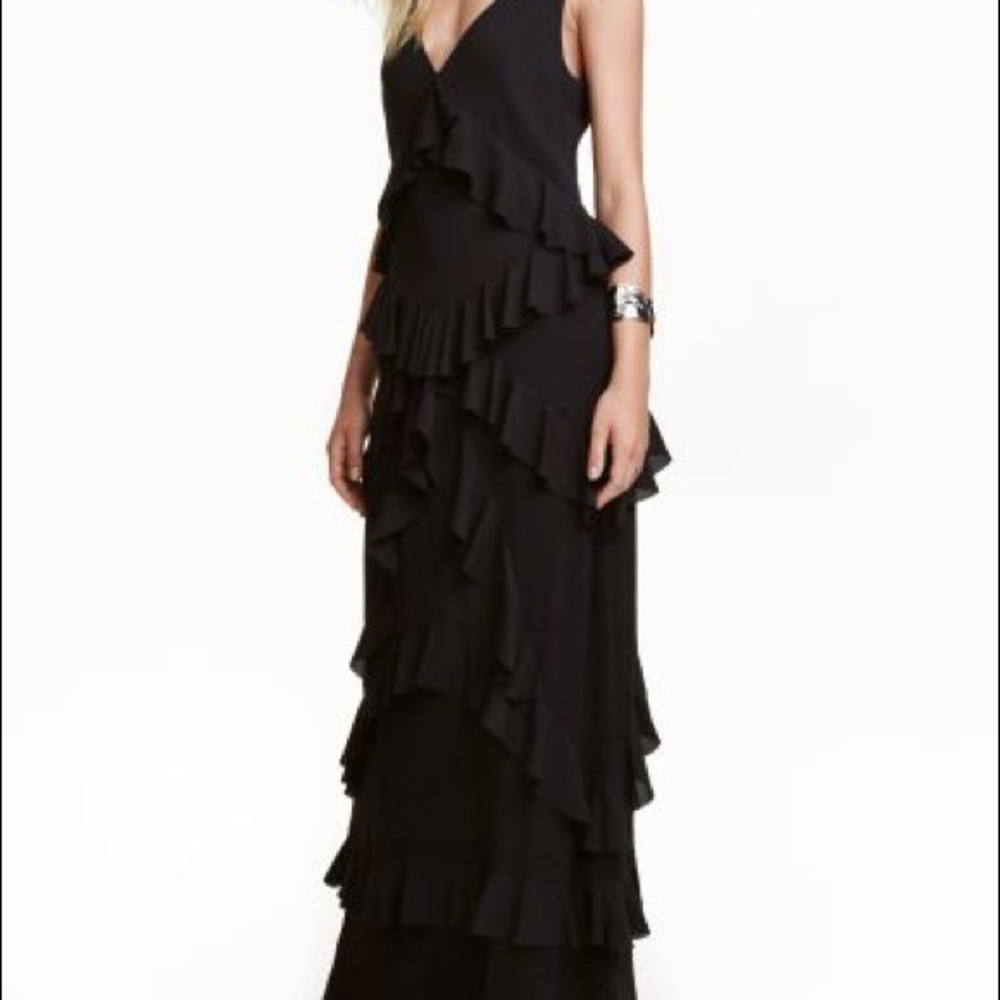 H&M Tiered Maxi Frill Dress Us4 NwT